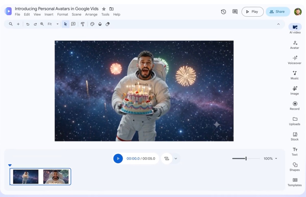 Google adds personal AI avatars to Vids for Workspace users